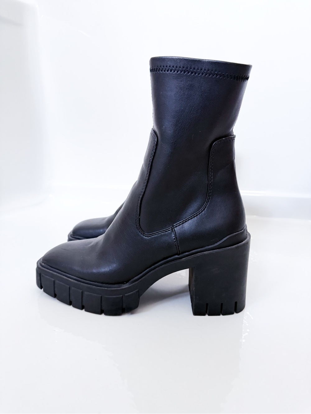 ALDO Black Chunky Lug Sole Ankle Boots Size 6.5